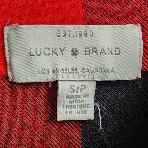 Lucky Brand Red/Black Plaid Brushed Flannel Button Down Shirt Size Small - Picture 7 of 16